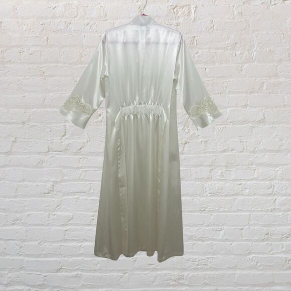 Morgan Taylor Vintage Ivory Bridal Robe S Long Satin - Picture 3 of 16